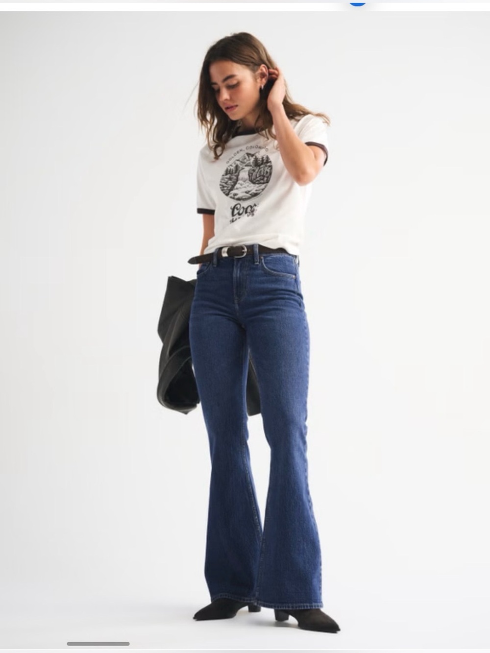 Abercrombie & Fitch High Rise Flare Jean size 6 Regular raw hem EUC - Picture 2 of 12